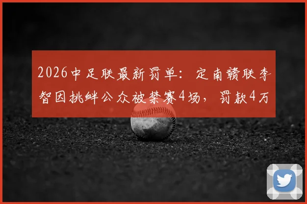 2026中足联最新罚单：定南赣联李智因挑衅公众被禁赛4场，罚款4万元始末
